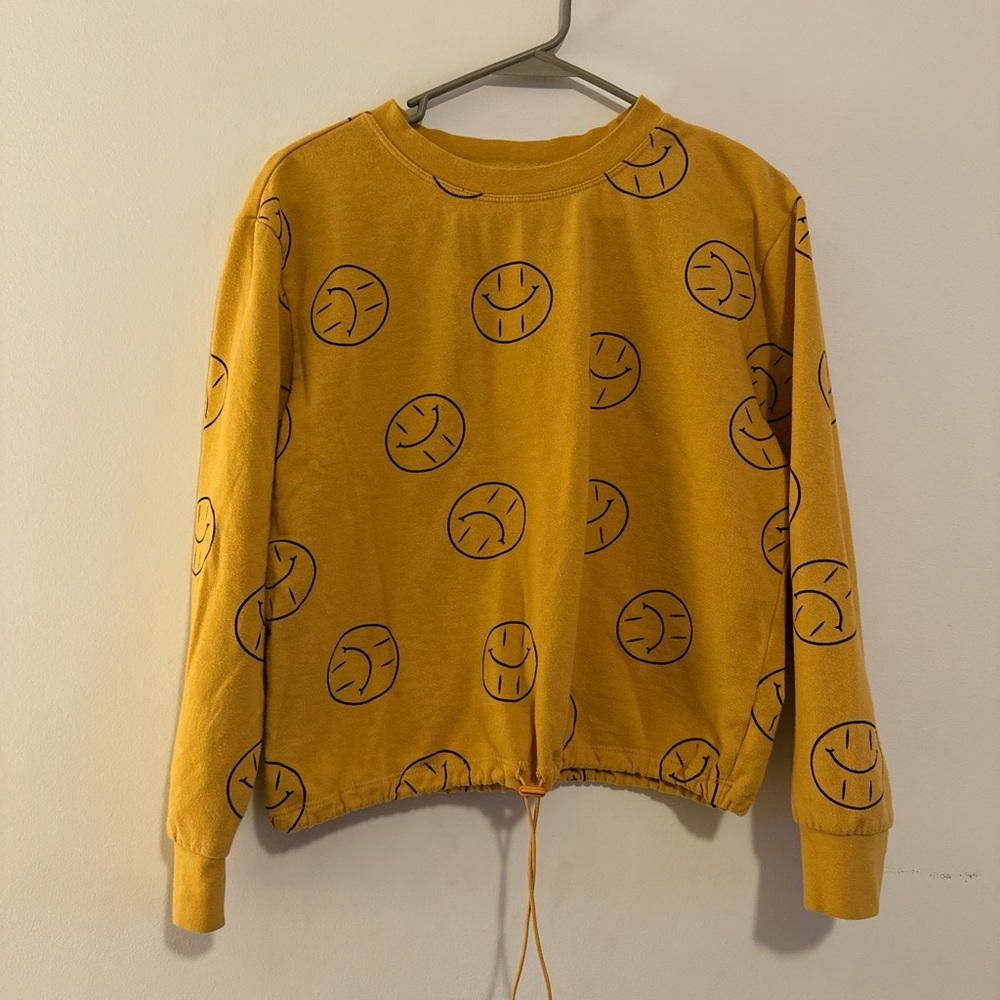 Fifth Sun Yellow Smiley Face Crew Neck Sweater